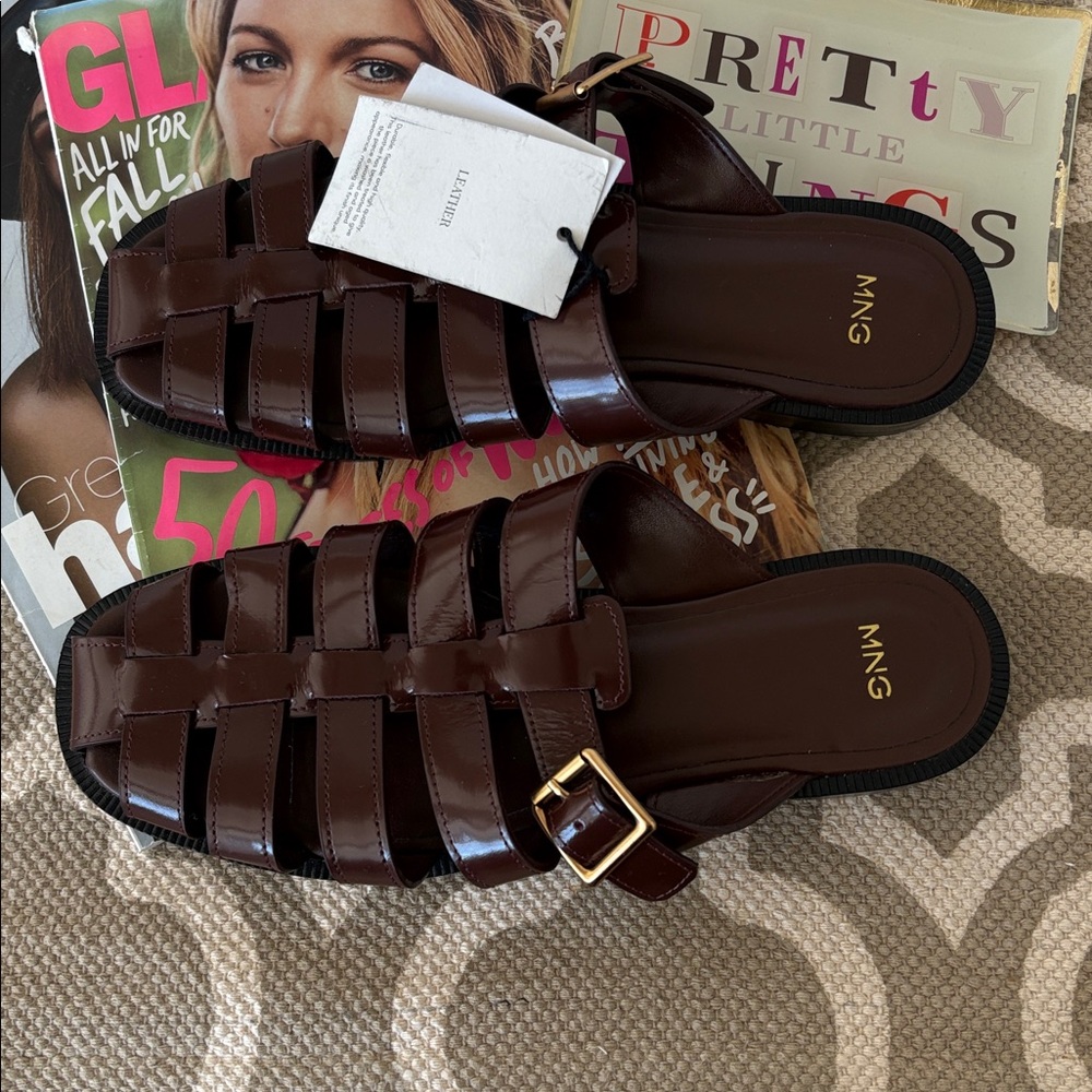 Mango MNG Fisherman brown leather sandal; size EUR 38; US 7.5; NWT - Picture 5 of 9